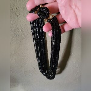 Elegant Black Beaded Necklace